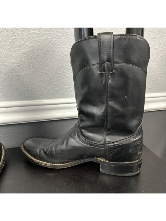 Laredo 7902 Saddle Roper Black Leather Cowboy Boots Mens 8 EE Wide USA Made main image 9